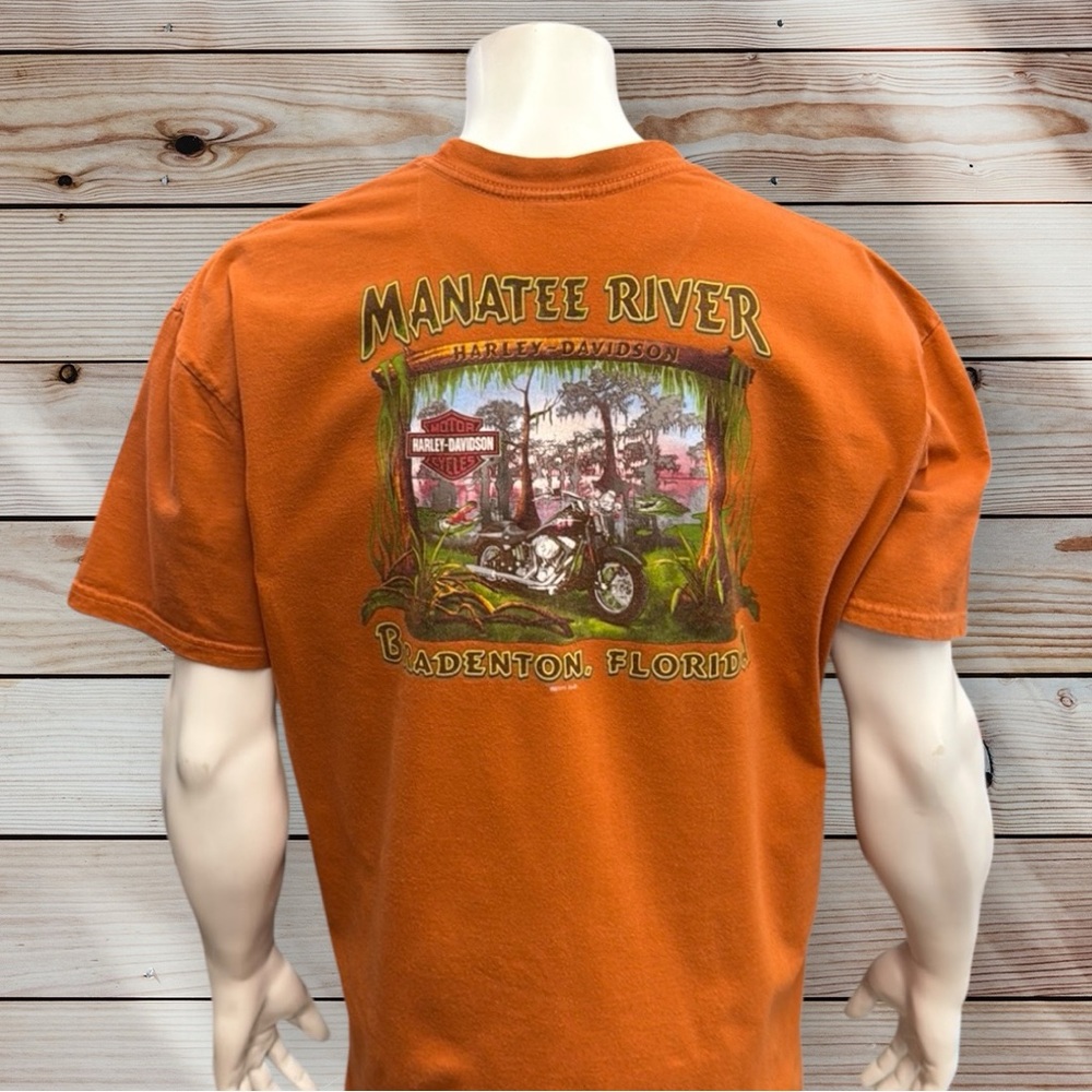 Authentic Harley Davidson Manatee River Swamp Gator Orange Graphic T-Shirt XXL